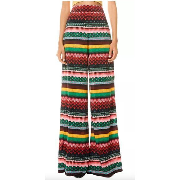 Alice + Olivia Athena Multi-Stripe Geo Wide-Leg Pants Size 10 - Picture 1 of 16